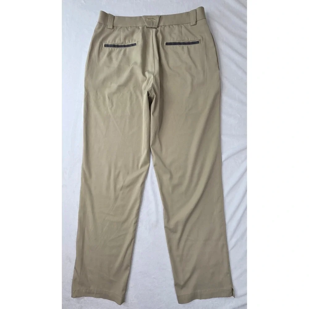 Slazenger Golf Pants Mens W32 L32 Tan Khaki Performance Flat Front‎ Excellent